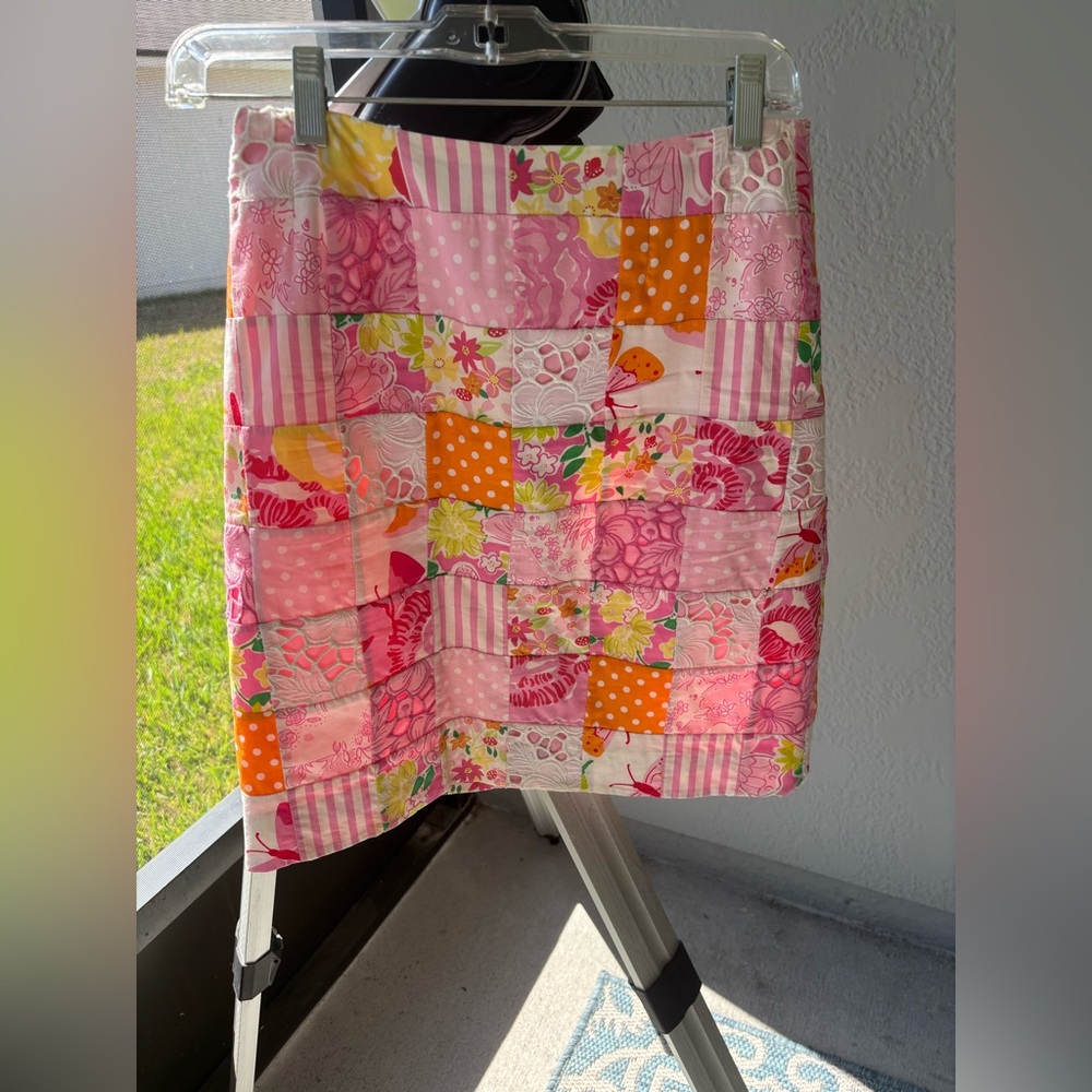 Lilly Pulitzer vintage fully lined 100% cotton knee length skirt size 0.